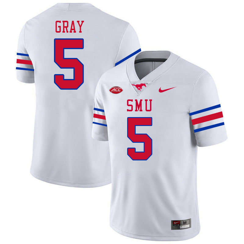 SMU Mustangs #5 Danny Gray College Football Jerseys Stitched Sale-White